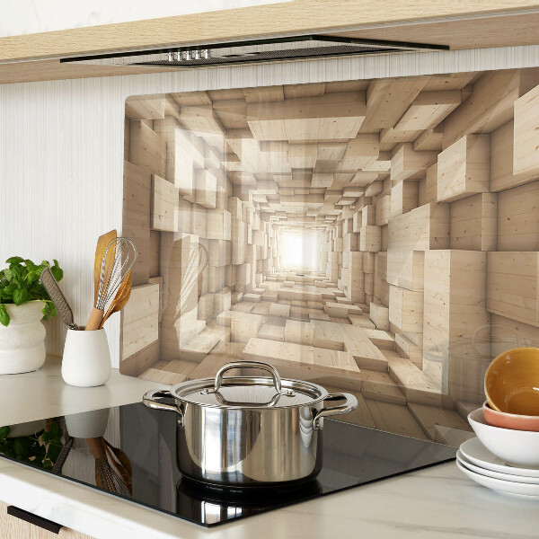 Szklana deska kuchenna Wnętrze drewnianego tunelu