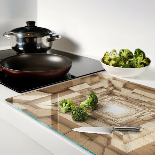 Szklana deska kuchenna Wnętrze drewnianego tunelu