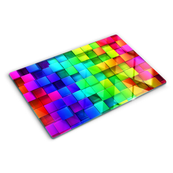 Snijplanken van glas Regenboogvierkantjes in een mozaïek