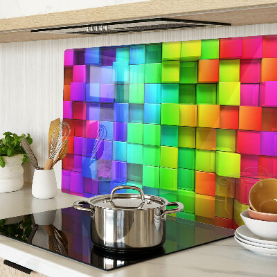 Snijplanken van glas Regenboogvierkantjes in een mozaïek