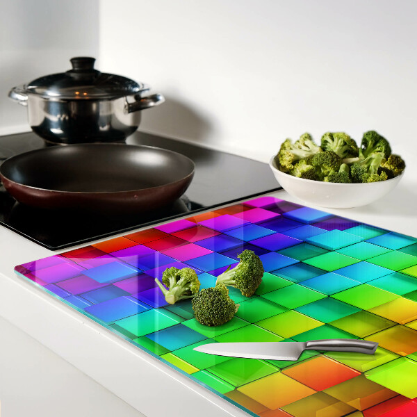 Deska kuchenna szklana Tęczowe kwadraty w mozaice