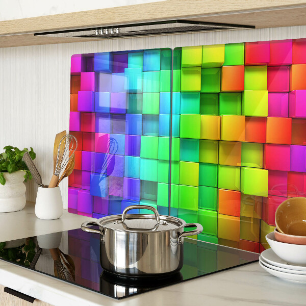 Deska kuchenna szklana Tęczowe kwadraty w mozaice