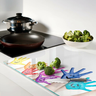 Szklana deska do krojenia Kolorowe uśmiechnięte dłonie