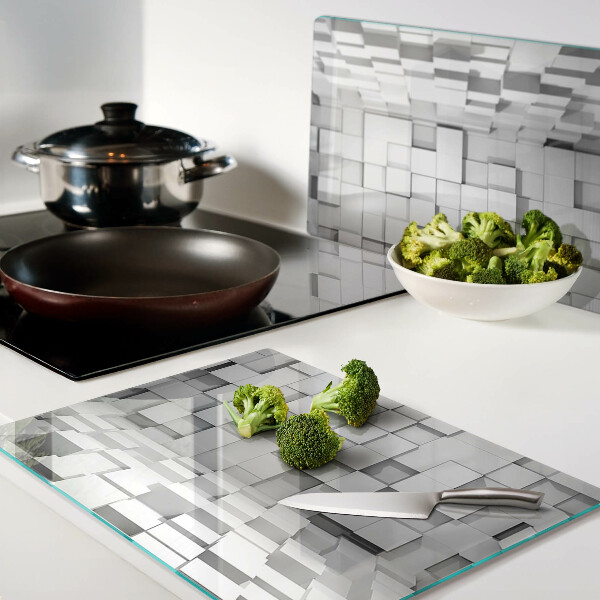 Glazen snijplanken Grijs en wit mozaïek