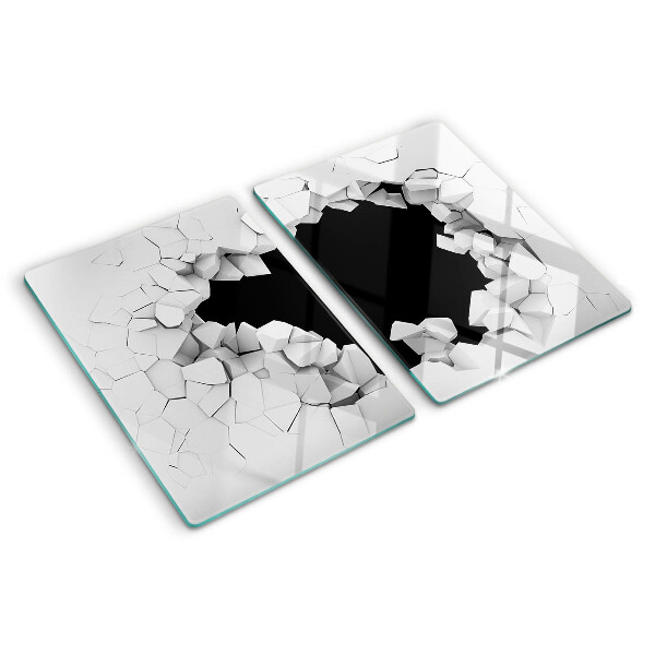 Snijplanken van glas Gebarsten muur