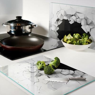 Snijplanken van glas Gebarsten muur