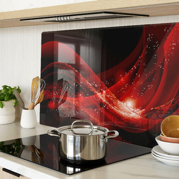 Deska kuchenna szklana Czerwone fale z efektem świetlnym