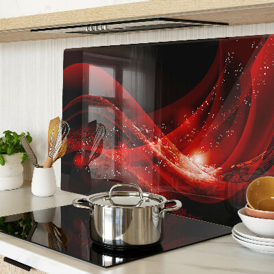 Deska kuchenna szklana Czerwone fale z efektem świetlnym
