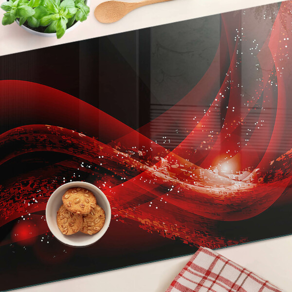 Snijplanken glas Rode golven met lichteffect