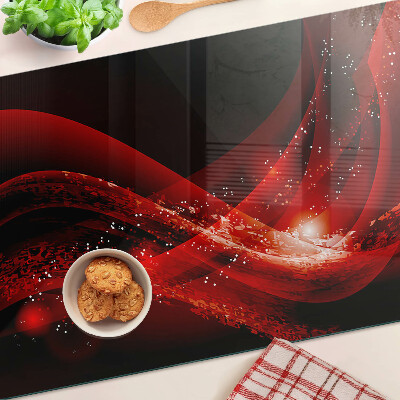 Snijplanken glas Rode golven met lichteffect