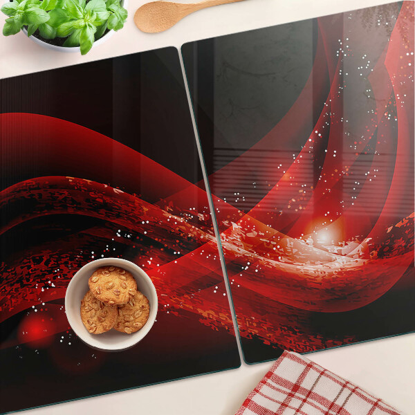Snijplanken glas Rode golven met lichteffect