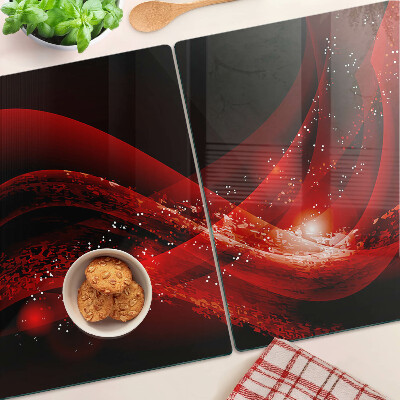 Deska kuchenna szklana Czerwone fale z efektem świetlnym