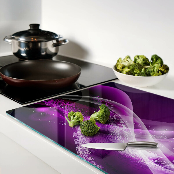 Snijplanken glas Paarse golven met lichteffect