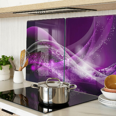 Snijplanken glas Paarse golven met lichteffect