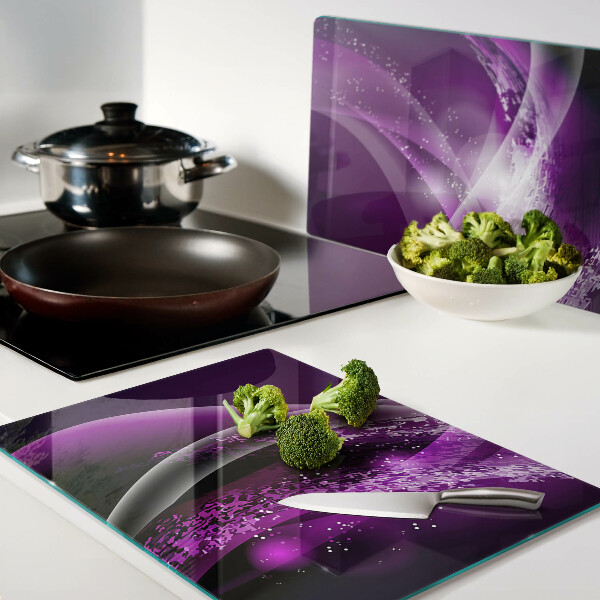 Szklana deska do krojenia Fioletowe fale z efektem świetlnym