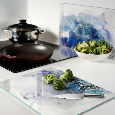 Szklana deska kuchenna Abstrakcyjne niebieskie wzory