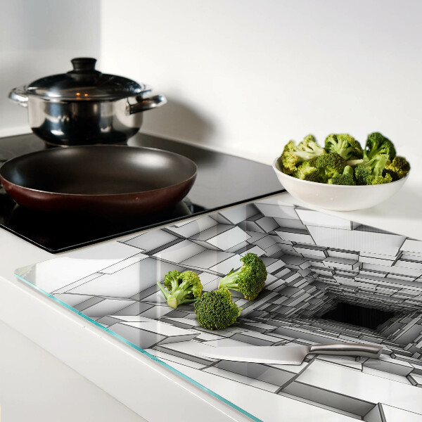 Deska kuchenna szklana Trójwymiarowy labirynt sześcianów