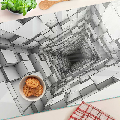 Deska kuchenna szklana Trójwymiarowy labirynt sześcianów