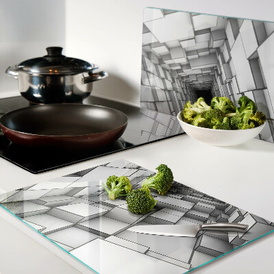 Deska kuchenna szklana Trójwymiarowy labirynt sześcianów