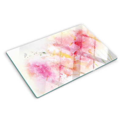 Snijplanken glas Bloemen in aquarel in pastelkleuren