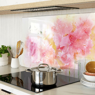 Snijplanken glas Bloemen in aquarel in pastelkleuren