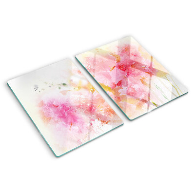 Snijplanken glas Bloemen in aquarel in pastelkleuren