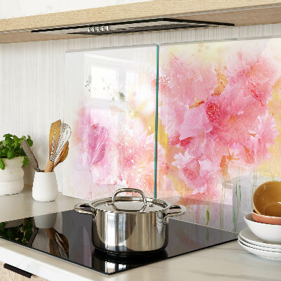 Snijplanken glas Bloemen in aquarel in pastelkleuren