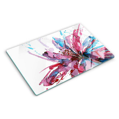 Snijplanken glas Bloemen in aquarel in intense kleuren