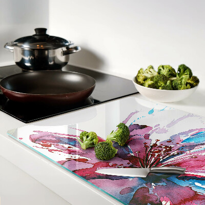 Snijplanken glas Bloemen in aquarel in intense kleuren