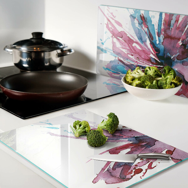 Snijplanken glas Bloemen in aquarel in intense kleuren