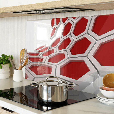 Deska kuchenna szklana Motyw heksagonalny w odcieniach czerwieni