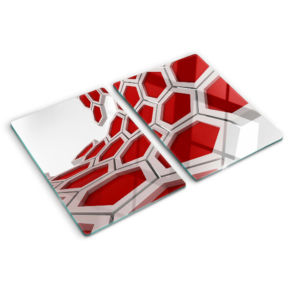 Deska kuchenna szklana Motyw heksagonalny w odcieniach czerwieni