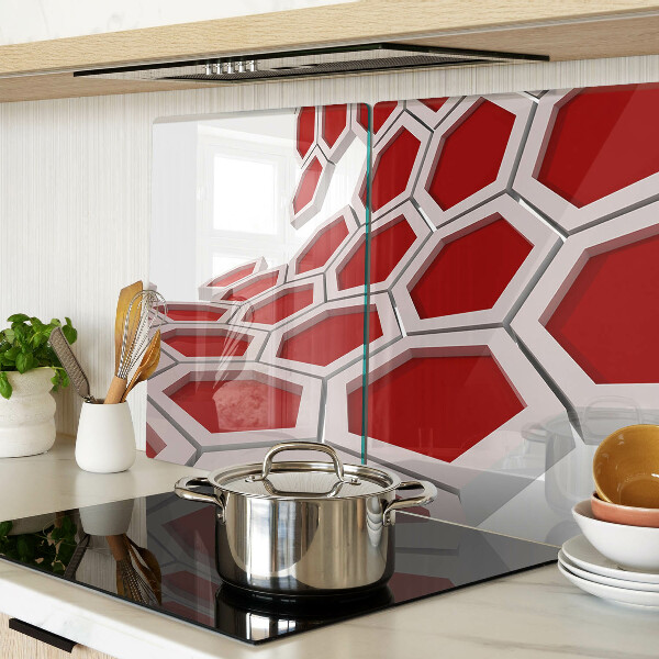 Glazen snijplanken Hexagonaal motief in rode tinten