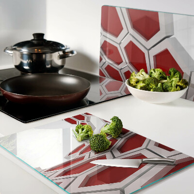 Glazen snijplanken Hexagonaal motief in rode tinten