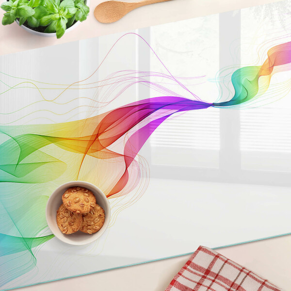 Szklana deska kuchenna Tęczowe fale kolorów