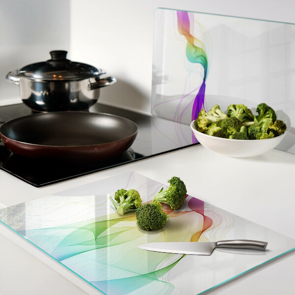 Szklana deska kuchenna Tęczowe fale kolorów