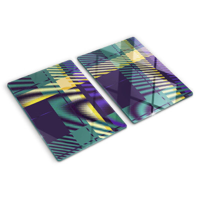 Snijplanken van glas Geruit patroon in paarse en groene tinten.