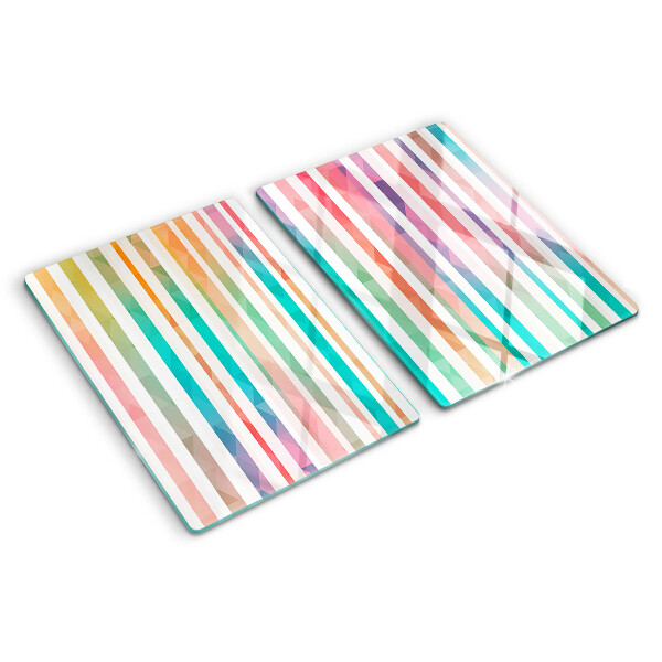 Snijplanken van glas Kleurrijke strepen in regenboogkleuren