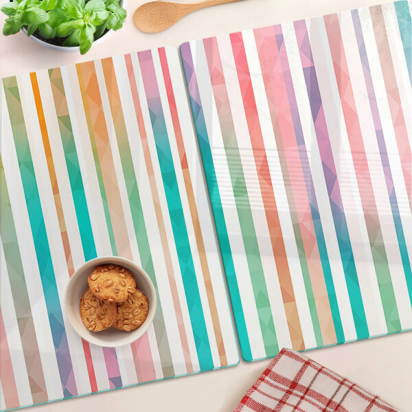 Snijplanken van glas Kleurrijke strepen in regenboogkleuren