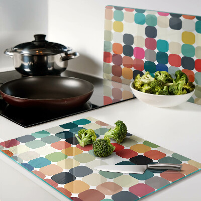 Szklana deska do krojenia Kolorowe kółka w siatce