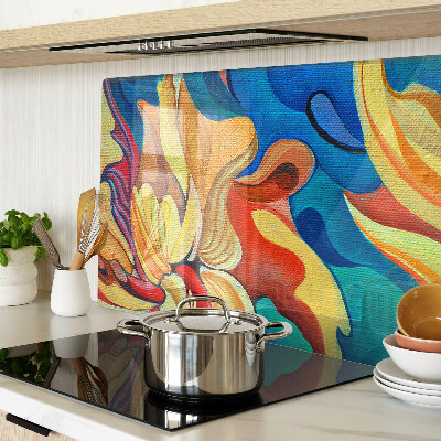 Szklana deska kuchenna Kolorowe kwiaty na tle abstrakcyjnym