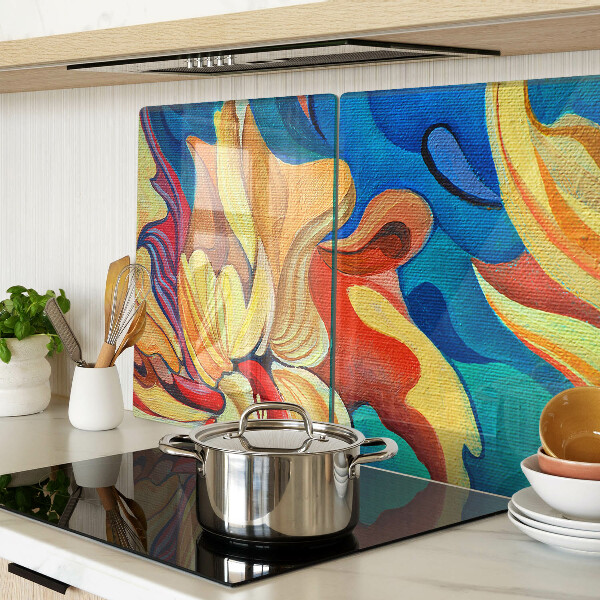 Glazen snijplanken Kleurrijke bloemen op een abstracte achtergrond