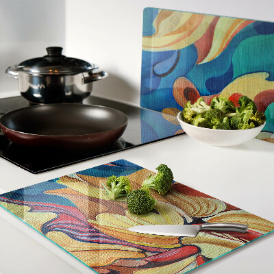 Szklana deska kuchenna Kolorowe kwiaty na tle abstrakcyjnym