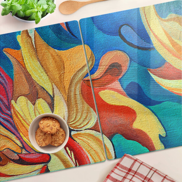 Szklana deska kuchenna Kolorowe kwiaty na tle abstrakcyjnym