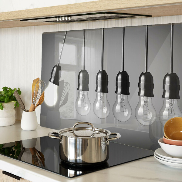 Szklana deska kuchenna Żarówki na kablach