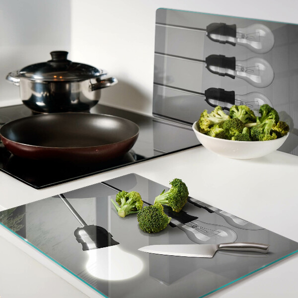 Szklana deska kuchenna Żarówki na kablach