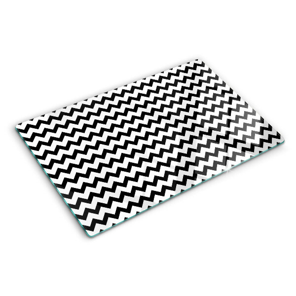 Deska kuchenna szklana Zygzaki w czerni i bieli