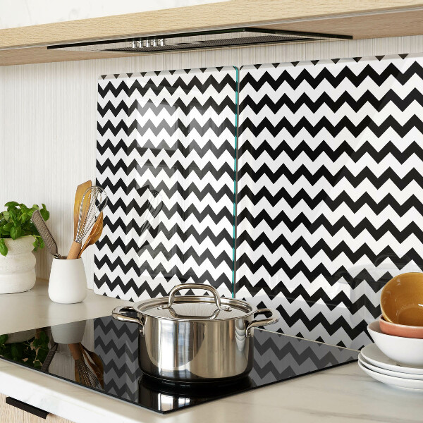 Deska kuchenna szklana Zygzaki w czerni i bieli