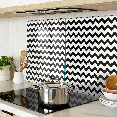 Deska kuchenna szklana Zygzaki w czerni i bieli