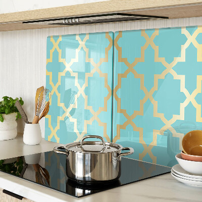 Szklana deska kuchenna Motyw arabeski w odcieniach błękitu